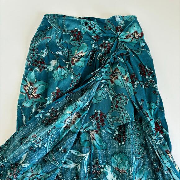 Band of the Free Celene Deep Teal Boho Floral Layered Midi Skirt Women’s Size XS - Picture 6 of 8